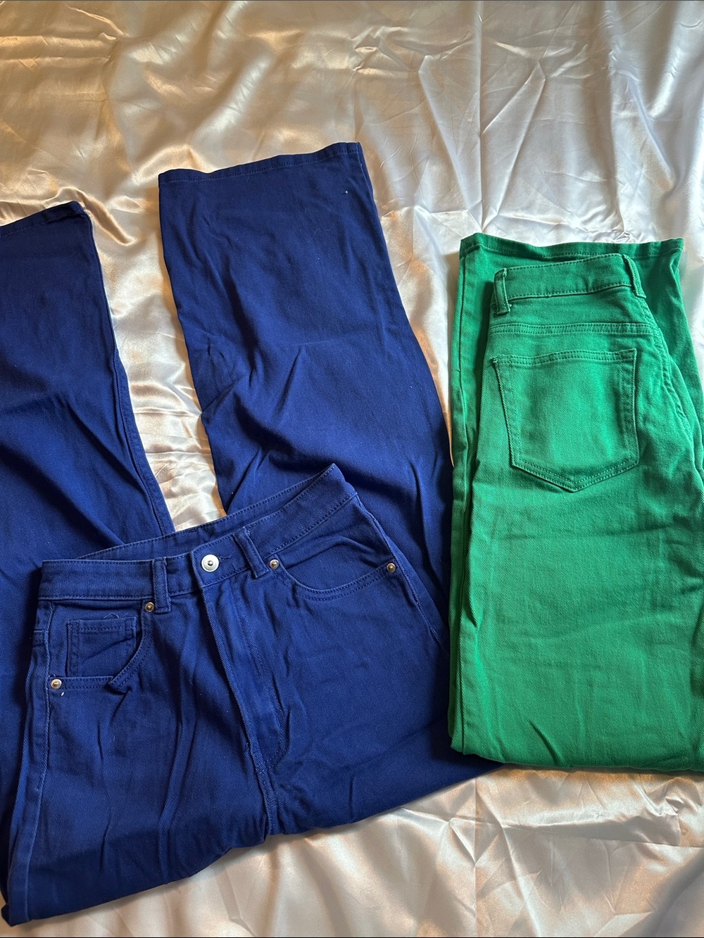 H&M High-Rise Jeans in Blue and Green